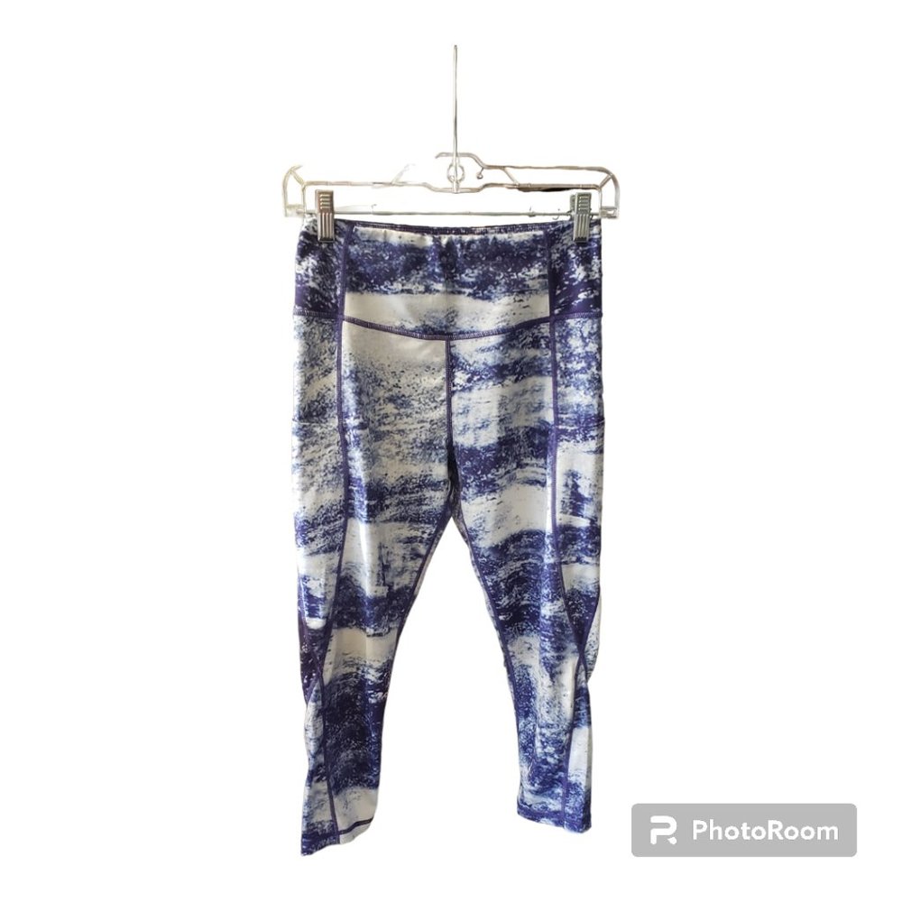 workout leggings. Brand Promover. size medium. purple , blue, white.
